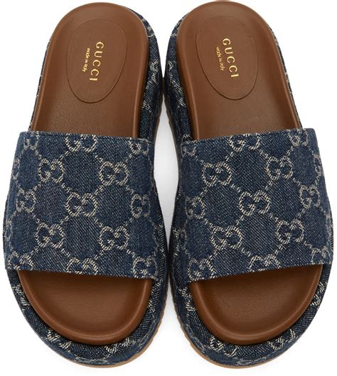 denim gucci sandal|Gucci platform sandals colorful.